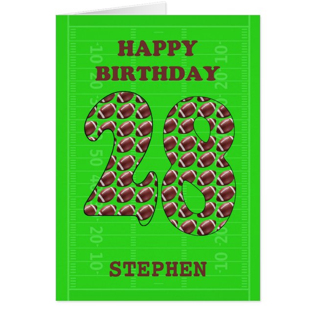 Cartão Adicione Um Nome 28º Aniversário (Frente)