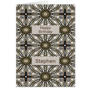 Cartão Adicione um nome Aniversário Abstrato Mandala Desi