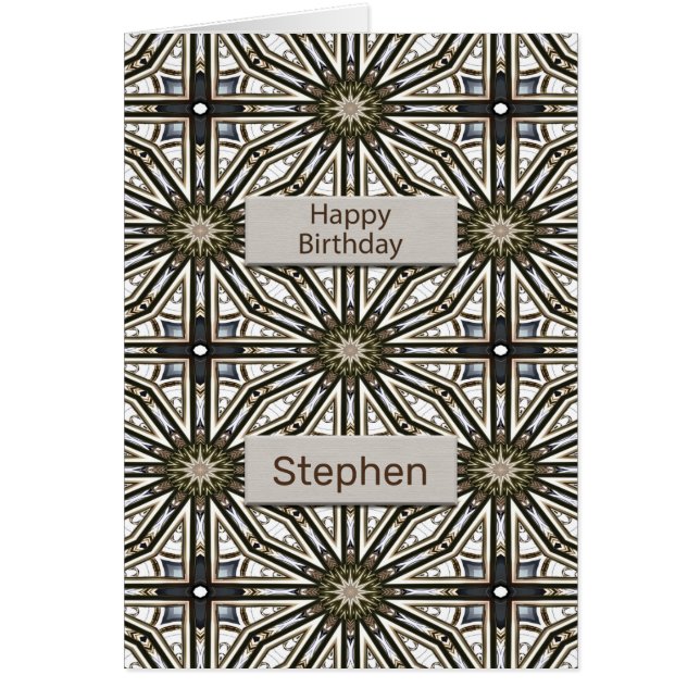 Cartão Adicione um nome Aniversário Abstrato Mandala Desi (Frente)