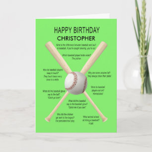 Cartão Adicione um nome, piadas de beisebol de aniversár