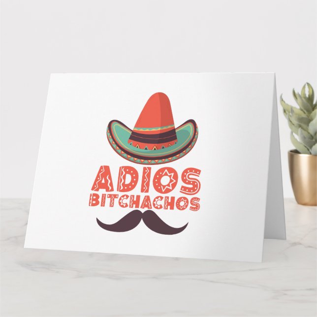 Cartão Adios Bitchachos Sombrero Retro Cinco De Mayo (Planta pequena)