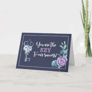 Cartão Admin Pro Day Key to Success Marinho com Flores