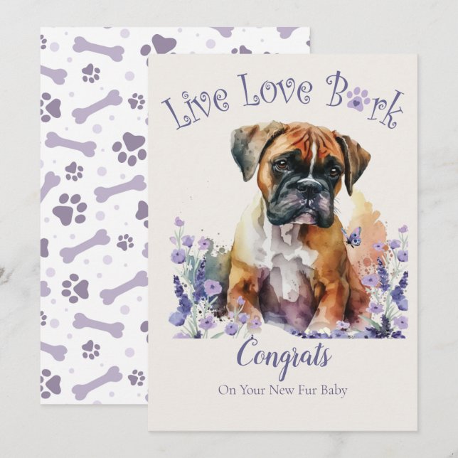 Cartão Adoção de Cachorro Boxer, Dia da Conquista (Frente/Verso)