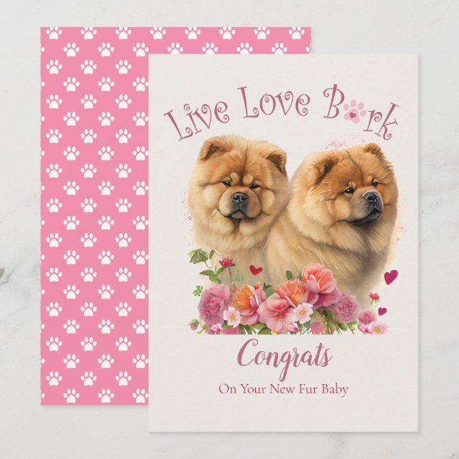 Cartão Adoção de Cachorro Chow Chow, Dia da Pegada (Frente/Verso)