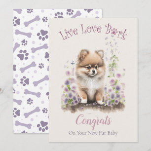 Cartão Adoção de Cachorro da Raça Pomeranian, Dia da Cheg