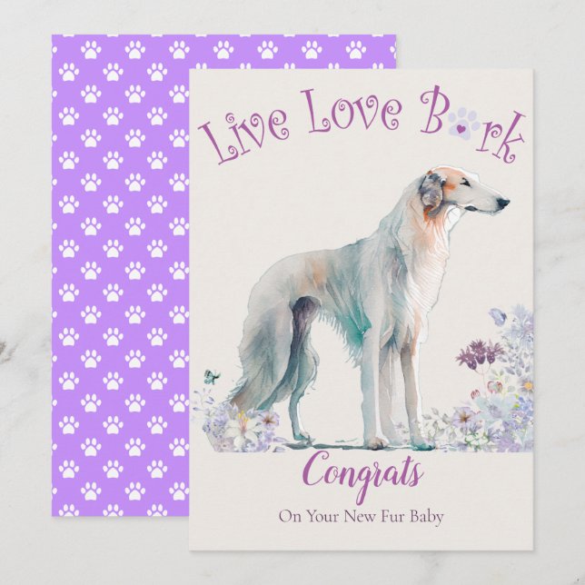 Cartão Adoção de Cães Borzoi, Dia da Conquista (Frente/Verso)