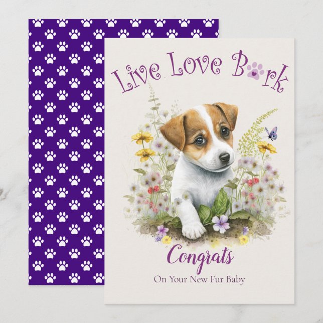 Cartão Adoção de Cães Jack Russell, Dia da Conquista (Frente/Verso)