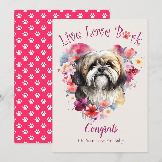 Cartão Adoção de Cães Lhasa Apso, Dia da Conquista (Frente/Verso)