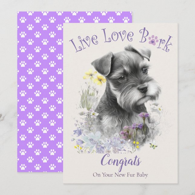 Cartão Adoção de Cães Schnauzer, Dia da Conquista (Frente/Verso)