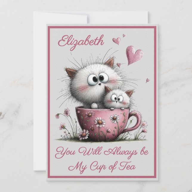 Cartão Adorable Cats Valentines Day Greeting Card (Frente)