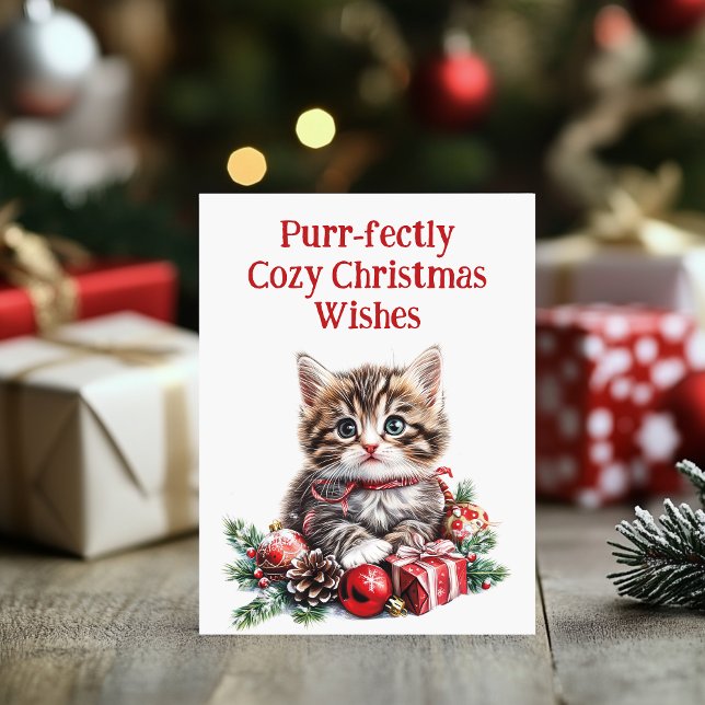 Cartão Adorable Kitten (kitten christmas card)