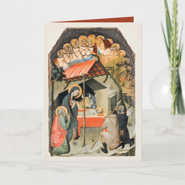 Cartão Adoração dos Pastores por Bartolo di Fredi (Frente)