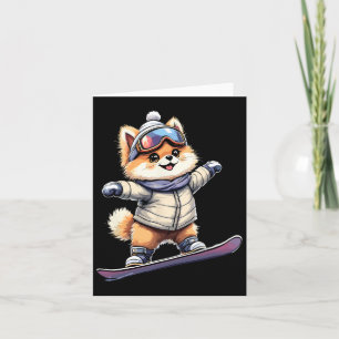 Cartão Adorável Aventura de inverno Corgi Snowboard