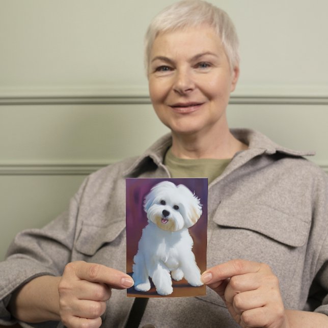 Cartão Adorável Bichon Havanese Puppy Watercolor (Criador carregado)