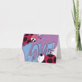 Cartão Adorável Cartoon do Amor da Joaninha