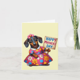 Cartão Adorável Dia das Mães Dachshund