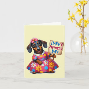 Cartão Adorável Dia das Mães Dachshund