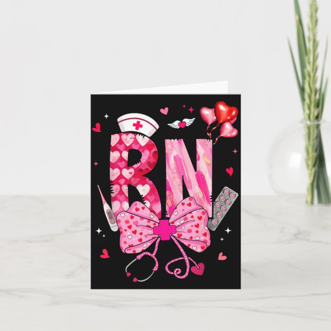 Cartão Adorável Enfermeira Rn Stethoscope Laço de Velenti (Frente)