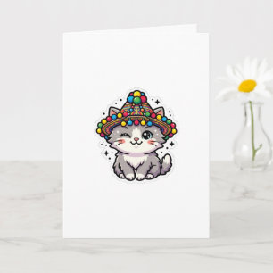 Cartão Adorável Gatinho Marroquino Amazigh Kawaii Chapéu