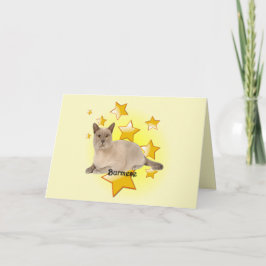 Cartão Adorável Gato birmanês bronzeado nas Estrelas
