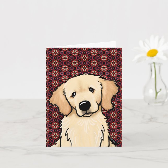 Cartão Adorável Golden Retriever (Planta pequena)