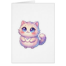 Cartão Adorável Kawaii Gatinho Fofinho Estrela Pastel Chi