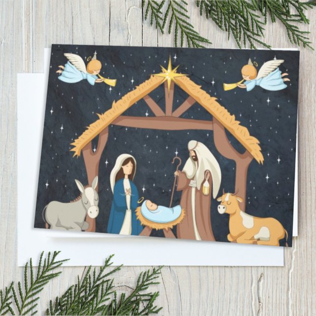 Cartão Adorável Natal Cristão Natividade (Criador carregado)