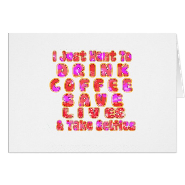 Cartão Adorável, só quero beber café, salvar vidas e (Frente Horizontal)
