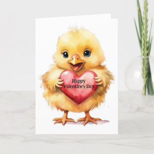 Cartão Adorável Valentim de Frango Bebê