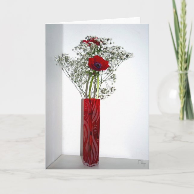 Cartão Adorável vaso vermelho esculpido (Frente)