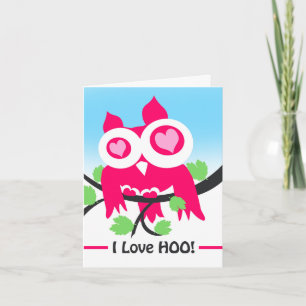 Cartão Adoro Hoo! dia de os namorados Owl Pun