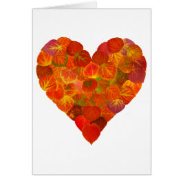 Cartão Adoro o outono, sutil, vermelho aspen, coração 1