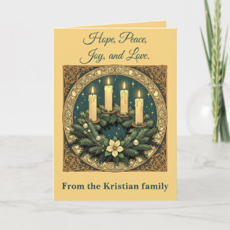 Cartão Advent Hope, Peace, Joy, and Love Art Nouveau