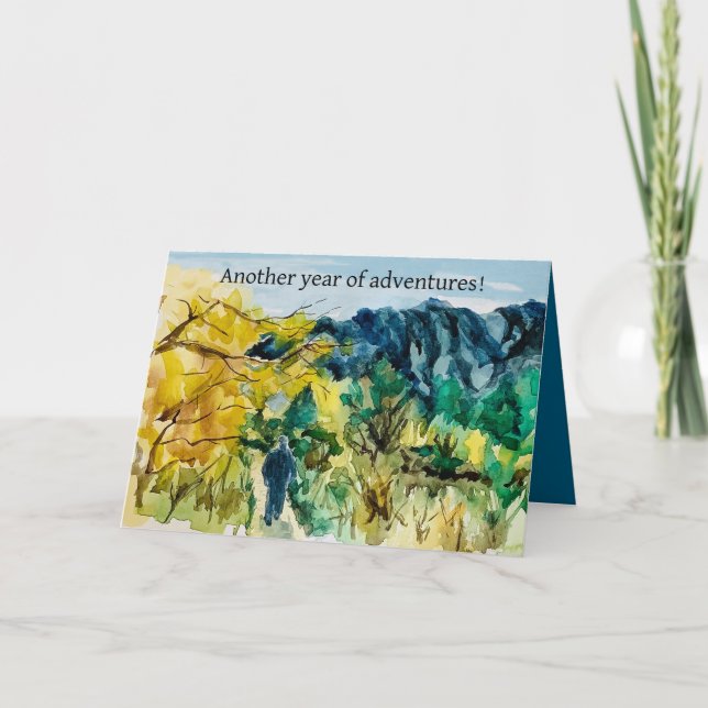 Cartão Adventure Birthday Hiking Trail Mountain Landscape (Frente)