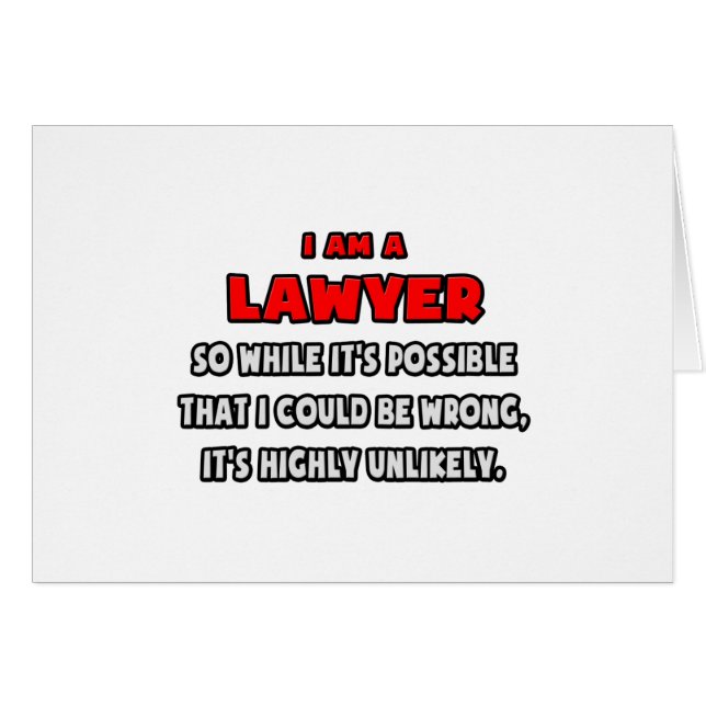 Cartão Advogado engraçado. Muito improvável (Frente Horizontal)