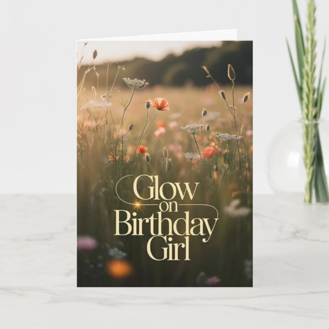 Cartão Aesthetic Sun Drenched Golden Hour Botanical (Frente)