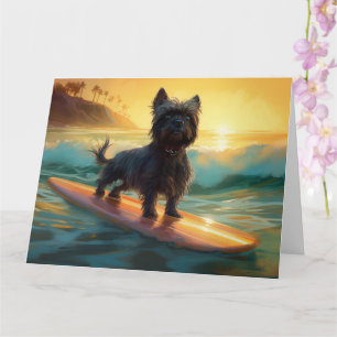 Cartão Affenpinscher Beach Surfing Painting