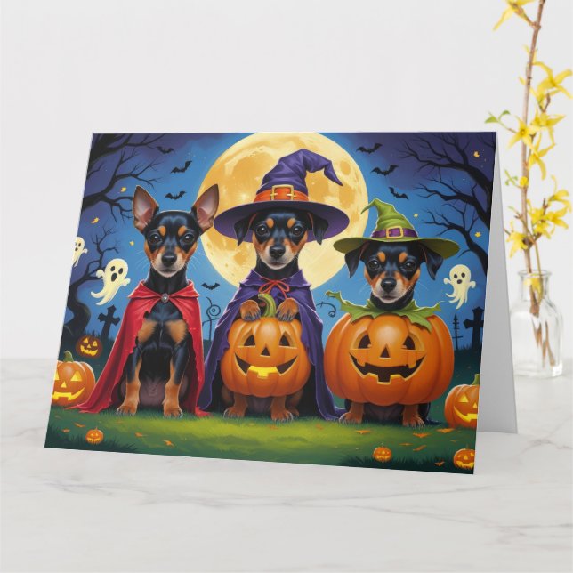 Cartão Affenpinscher Cães Abóbora Halloween Engraçado (Flor Amarela)