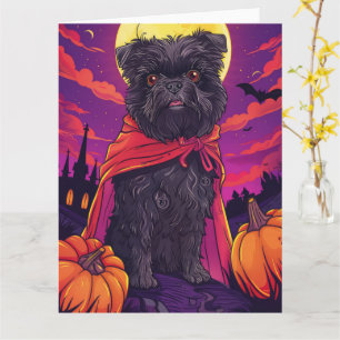 Cartão Affenpinscher de Halloween Abóboras Vampiro Assust