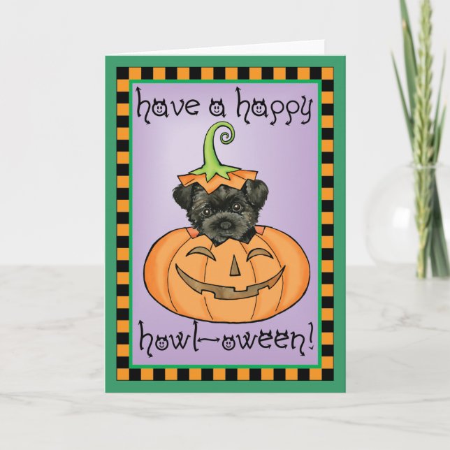 Cartão Affenpinscher Halloween (Frente)