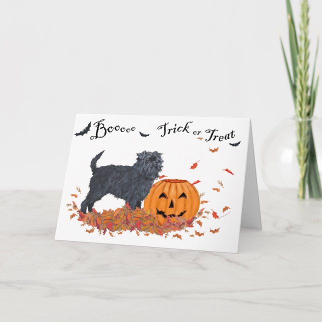 Cartão Affenpinscher Halloween (Frente)