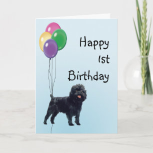 Cartão Affenpinscher Happy 1st Birthday