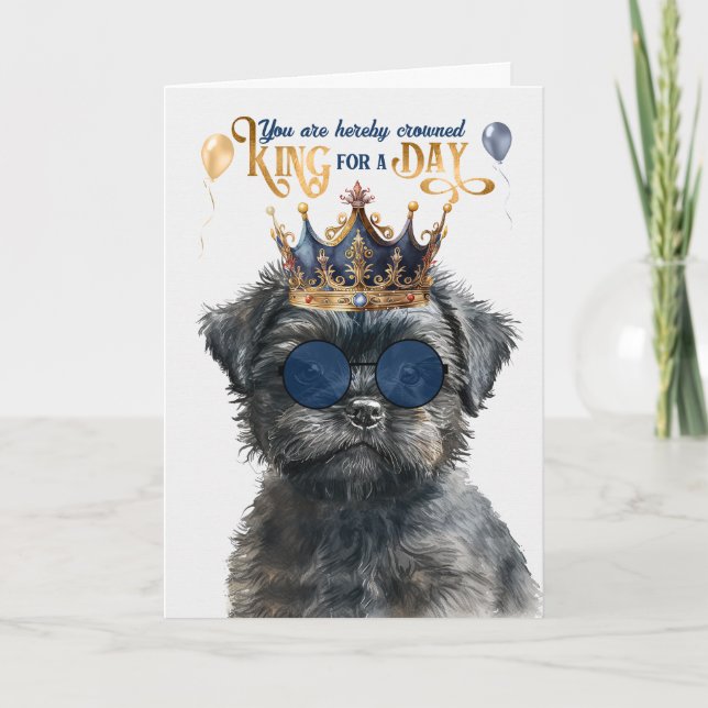 Cartão Affenpinscher King para um Dia de Aniversário Engr (Frente)