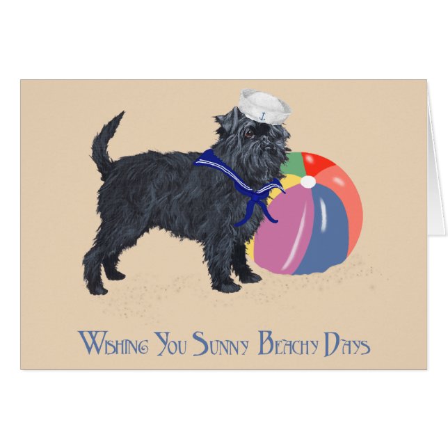 Cartão Affenpinscher na praia (Frente Horizontal)