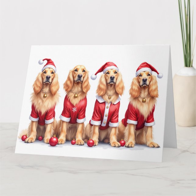 Cartão Afghan Hound Christmas Dress Santa Hat (Frente)