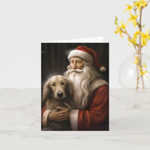 Cartão Afghan Hound com o Natal Festivo do Papai Noel