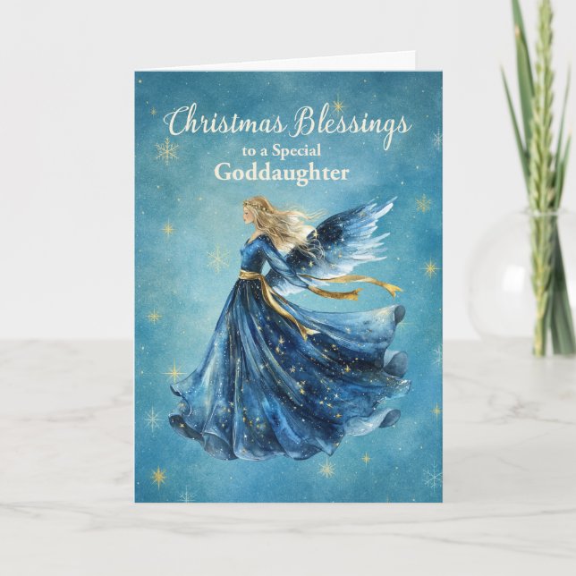 Cartão Afilhada Bênçãos de Natal Anjo da Luz (Frente)