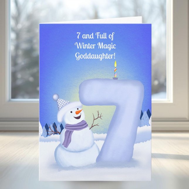 Cartão Afiliada Feliz 7º Aniversário Boneco de Neve (Criador carregado)