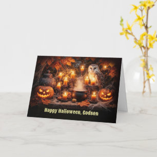 Cartão Afiliado Coruja e Velas Feliz Halloween