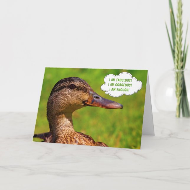 Cartão Afirmação de Aniversário do Pato Mallard Engraçado (Frente)